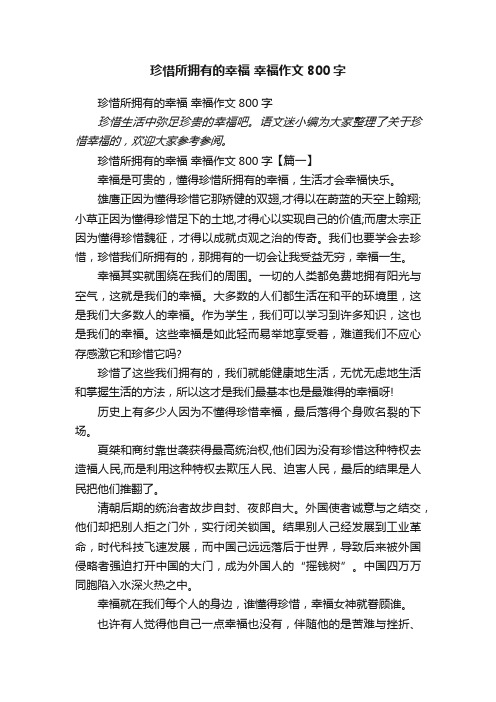 珍惜所拥有的幸福幸福作文800字