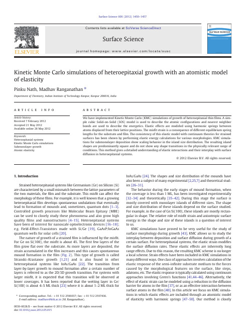 Kinetic Monte Carlo simulations of heteroepitaxial growth with an atomistic model