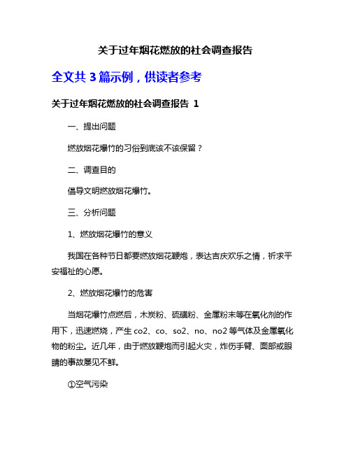 关于过年烟花燃放的社会调查报告