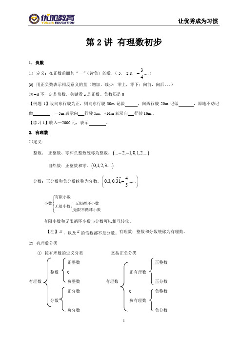 第2讲有理数初步(学生版)