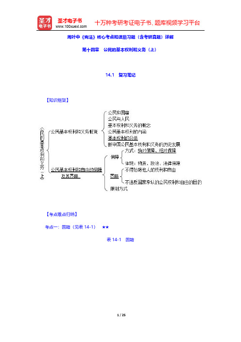 周叶中《宪法》核心考点和课后习题(含考研真题)详解(公民的基本权利和义务 上)【圣才出品】