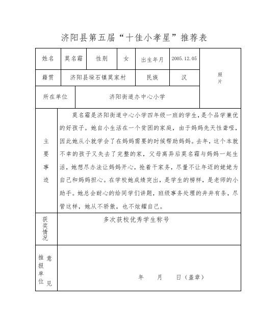 4.1十佳小孝星推荐材料