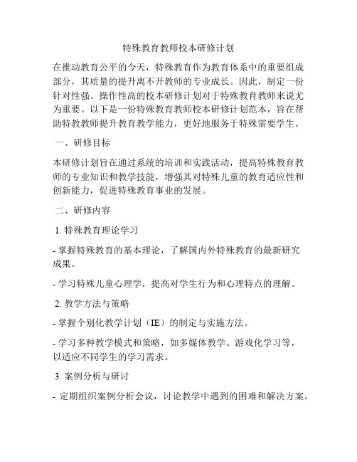 特殊教育教师校本研修计划