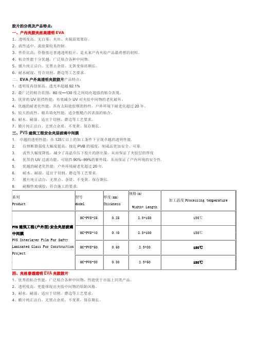 胶片的分类及产品特点