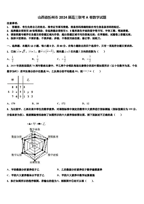 山西省忻州市2024届高三联考A卷数学试题