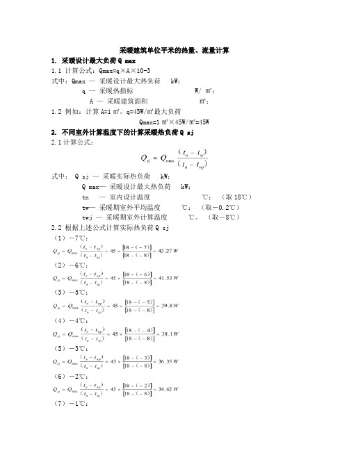 采暖建筑单位平米的热量计算