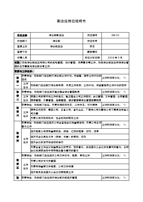 通信行业综合部岗位说明书9