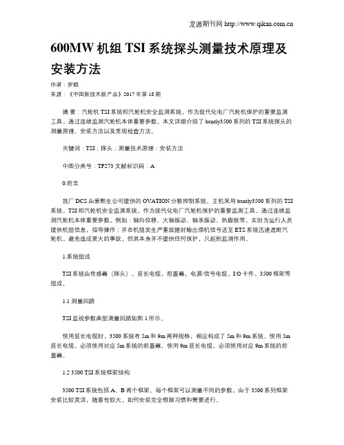 600MW机组TSI系统探头测量技术原理及安装方法