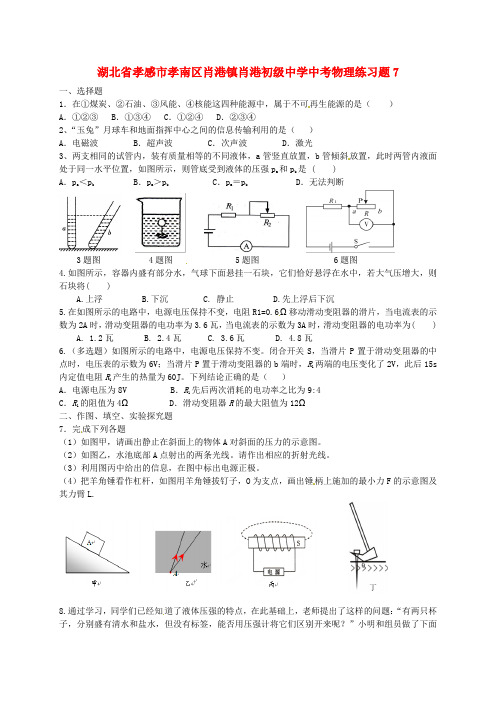 湖北省孝感市孝南区肖港镇肖港初级中学中考物理练习题7