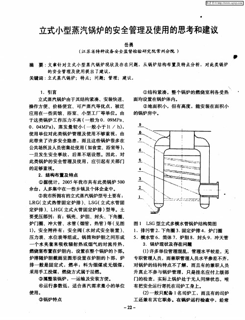 立式小型蒸汽锅炉的安全管理及使用的思考和建议