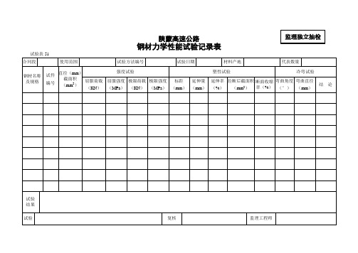 钢材力学性能试验记录表.doc