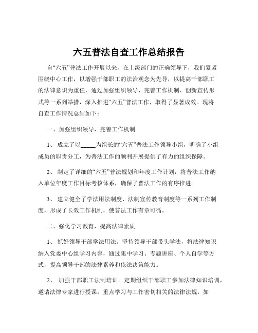 六五普法自查工作总结报告