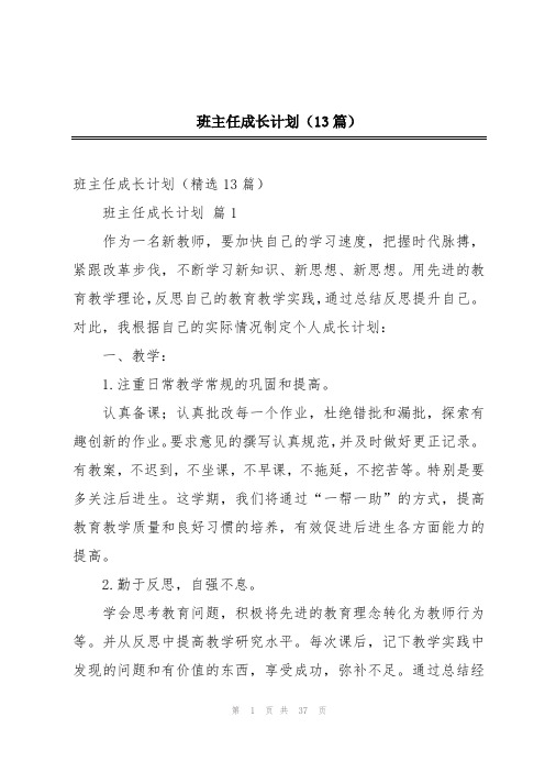 班主任成长计划(13篇)