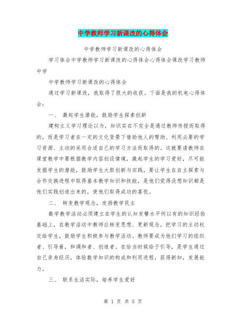 中学教师学习新课改的心得体会