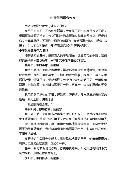 中考优秀满分作文（精选25篇）