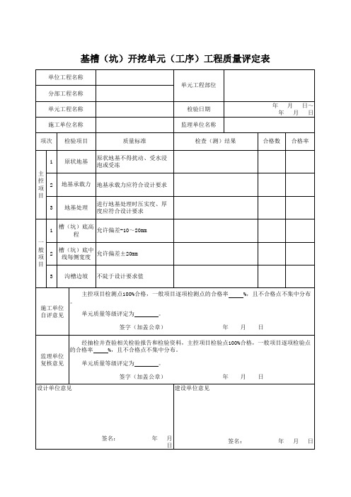 水利工程验收评定表样表