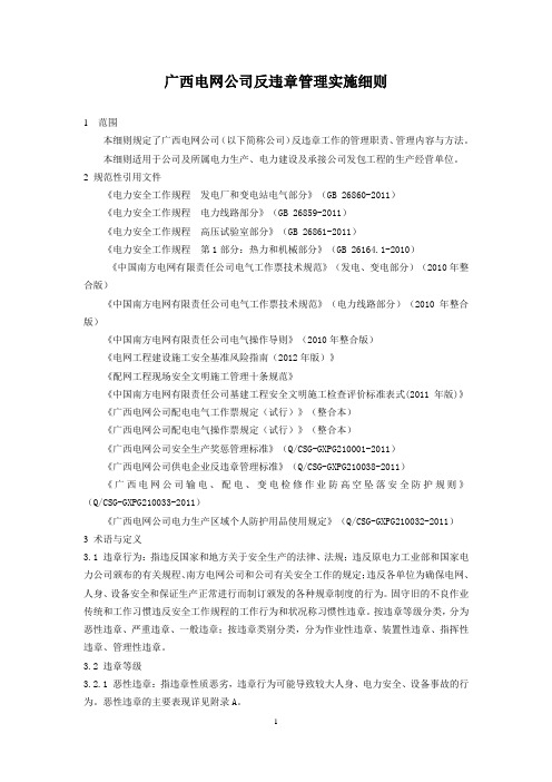 广西电网公司反违章管理实施细则