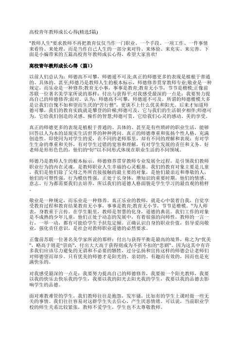 高校青年教师成长心得(精选5篇)