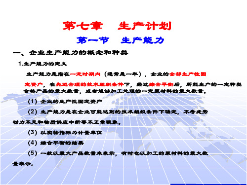 生产与运作管理--生产计划-企业生产能力的概念和种类