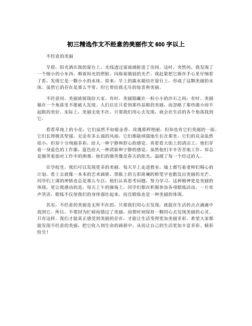 初三精选作文不经意的美丽作文600字以上