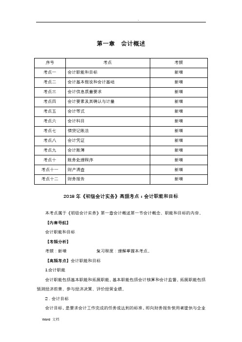 2018《初级会计实务》高频考点(2018.2.28)