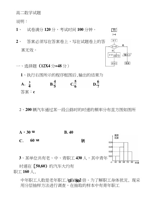 [专题]高二数学试卷及答案2.doc