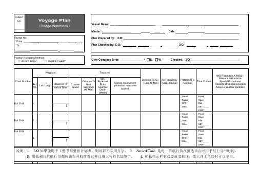 航行计划表