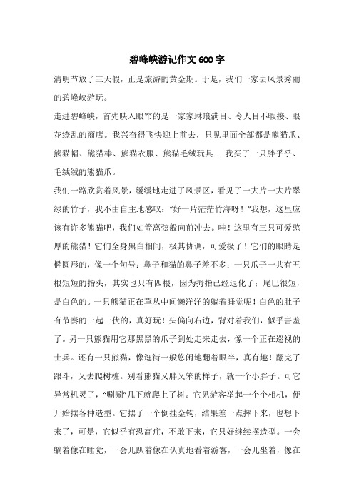 碧峰峡游记作文600字