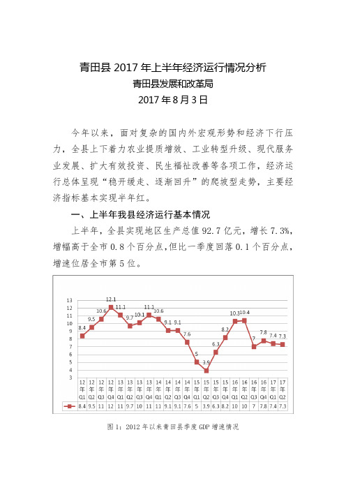 青田上半年经济运行情况分析