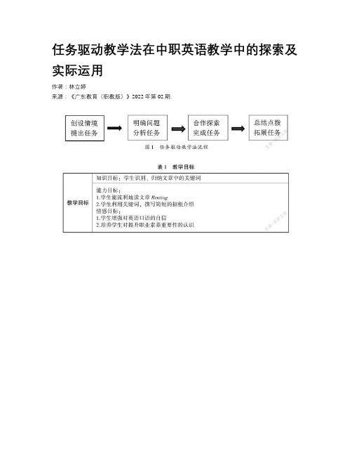 任务驱动教学法在中职英语教学中的探索及实际运用