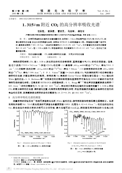 1.315μm附近CO2的高分辨率吸收光谱