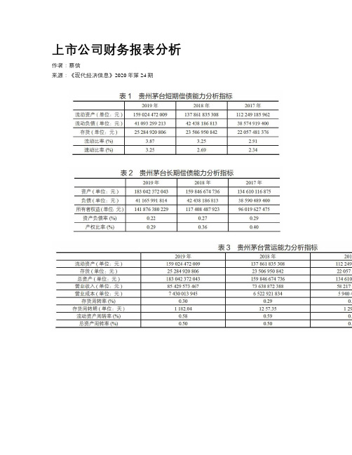 上市公司财务报表分析