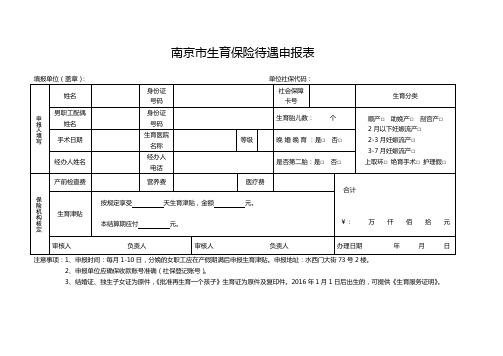 生育保险待遇申报表