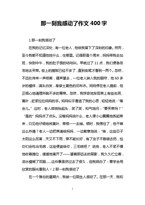 那一刻我感动了作文400字