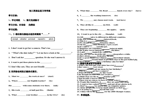 初三英语总复习导学案