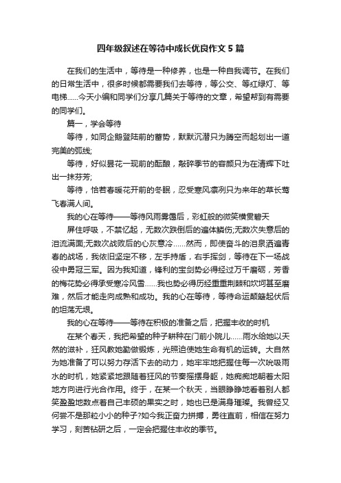 四年级叙述在等待中成长优良作文5篇