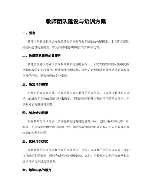 教师团队建设与培训方案