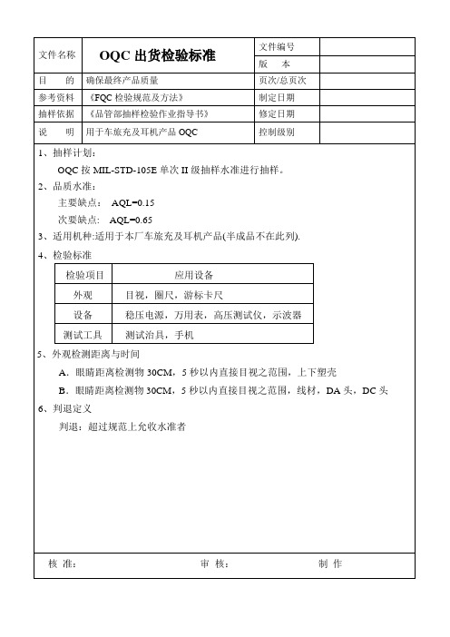 OQC出货检验标准 (2)