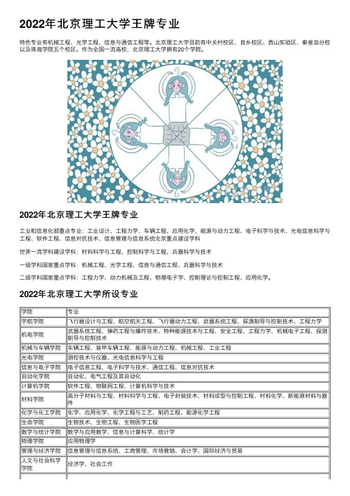 2022年北京理工大学王牌专业