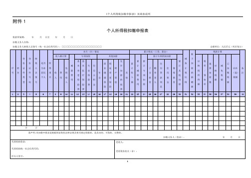 《个人所得税扣缴申报表》及填表说明