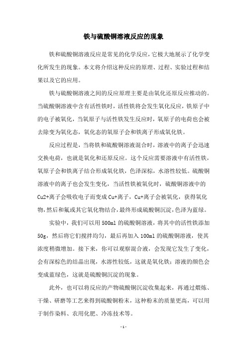 铁与硫酸铜溶液反应的现象