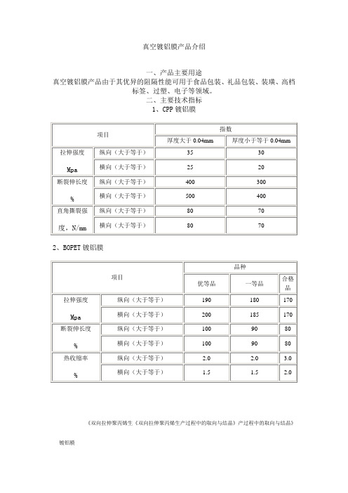 真空镀铝膜产品介绍(DOC36页)