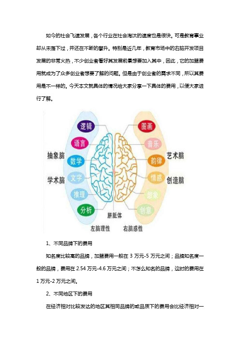 右脑开发培训班加盟费用