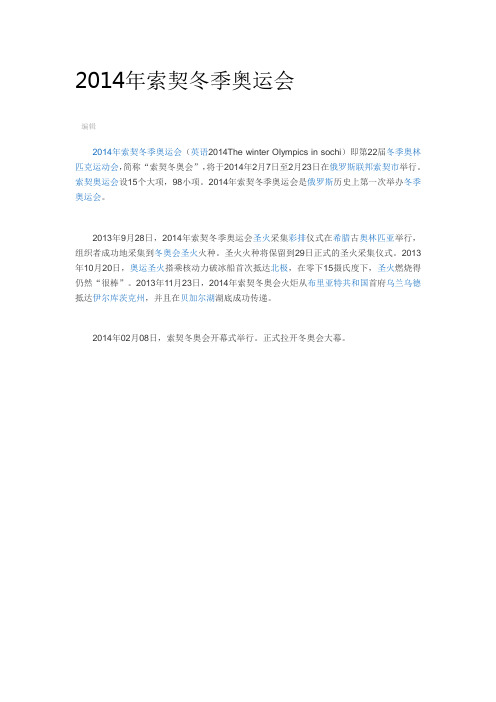 2014年索契冬季奥运会
