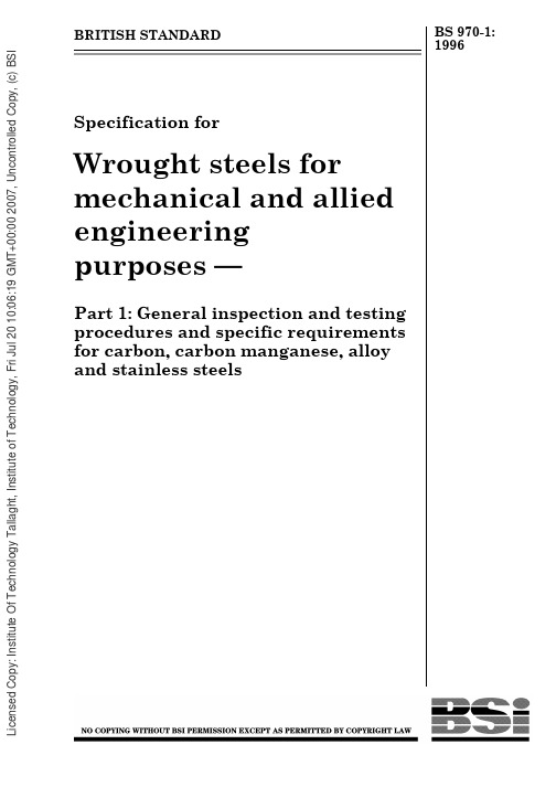 BS 970-1 - 1996 General Inspection And Testing Procedures And Specific Requirements For Carbon, Carb