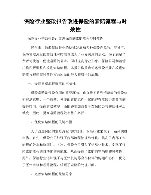 保险行业整改报告改进保险的索赔流程与时效性