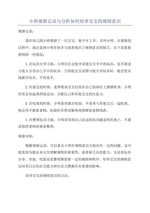 小班观察记录与分析如何培养宝宝的规则意识