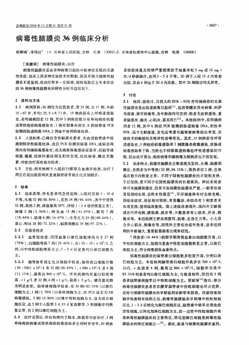 病毒性脑膜炎36例临床分析