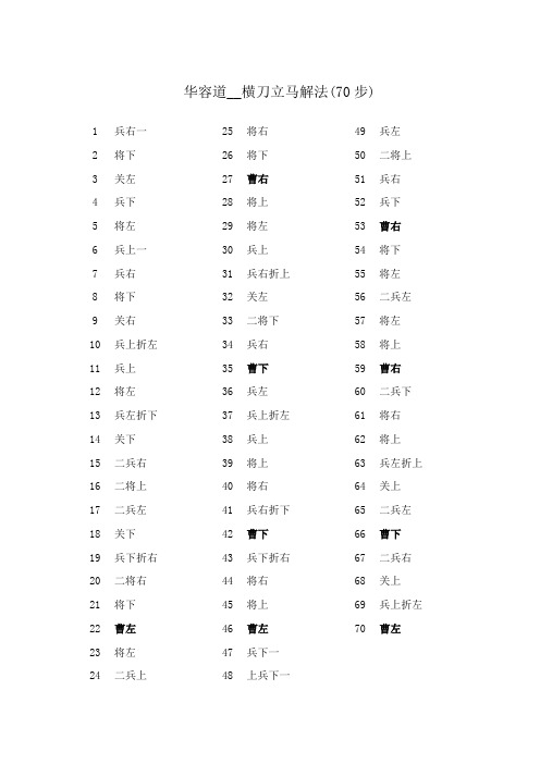 华容道横刀立马解法(70步)