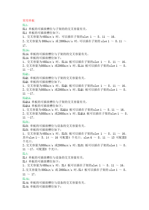 OSN3500设备常用光接口板使用槽位